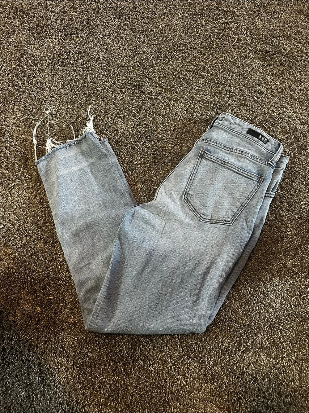 Kut from the Kloth Light Blue Straight Leg Distressed Jeans